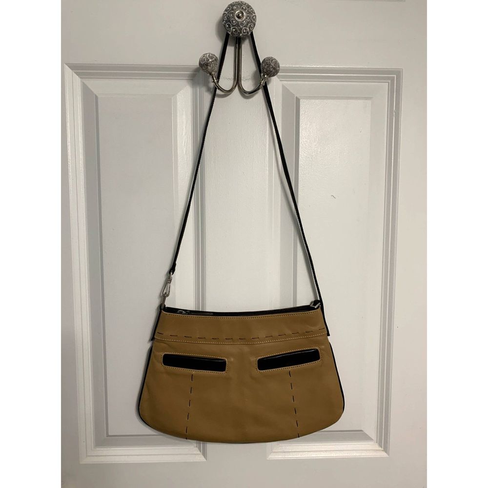 Caterina Lucchi Italian Leather Brown Two Tone Vintage Crossbody Purse EUC